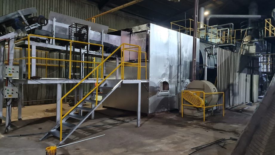 Biomass boiler installation providing green energy to the plant