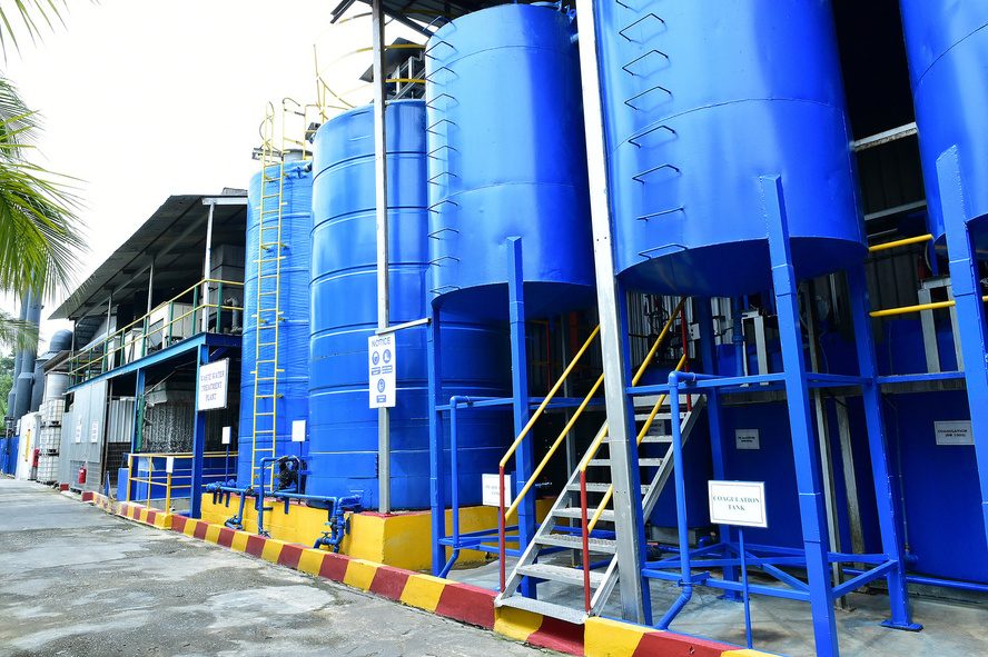 Class A wastewater treatment plant tanks at the factory