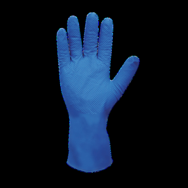Blue dual colour diamond grip decontamination glove