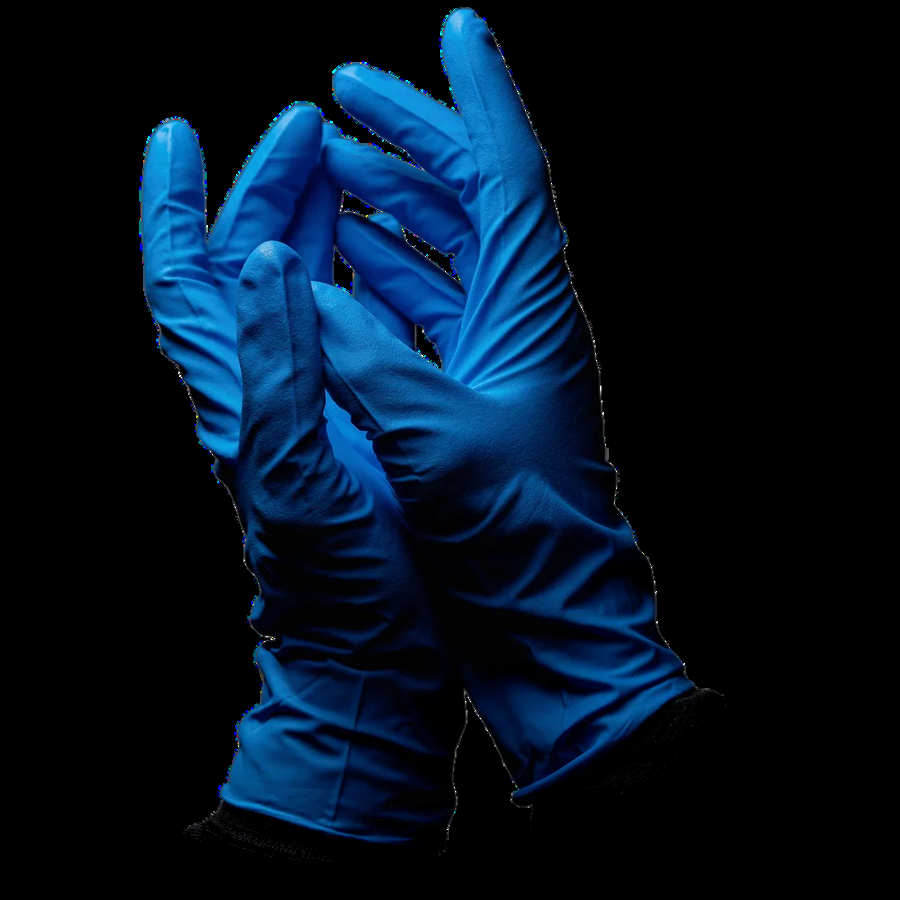 Blue ultra-thick latex high risk examination gloves